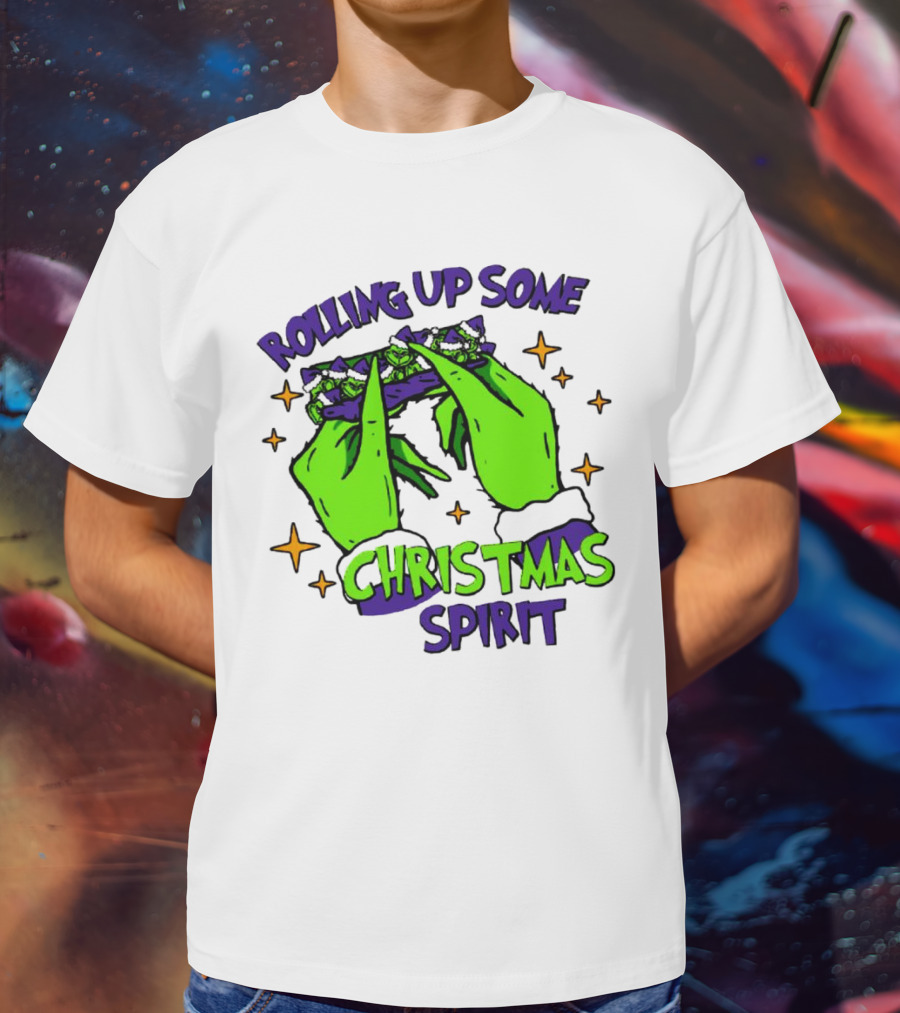 Rolling Up Some Christmas Spirit With Purple Grinch Hand T-Shirt