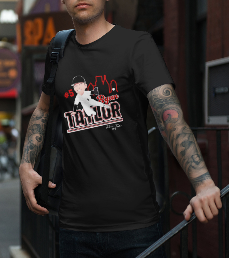 Ryan Taylor #5 Baseball Player Illustration Skyline T-Shirt