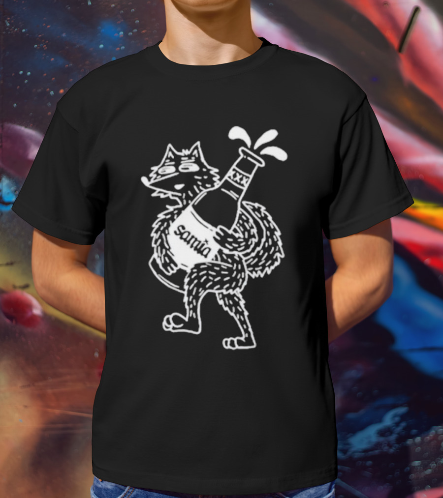 Samia Wolf Holding Overflowing Bottle T-Shirt