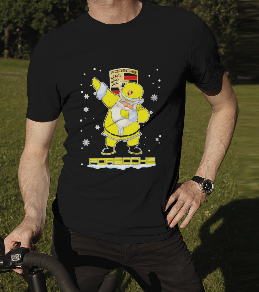 Porsche Santa Claus Dabbing Christmas Snowflakes T-Shirt