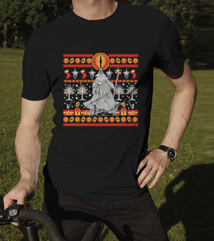The Lord Of The Rings Eye Sauron Gandalf Christmas Tree Gifts Ugly T-Shirt