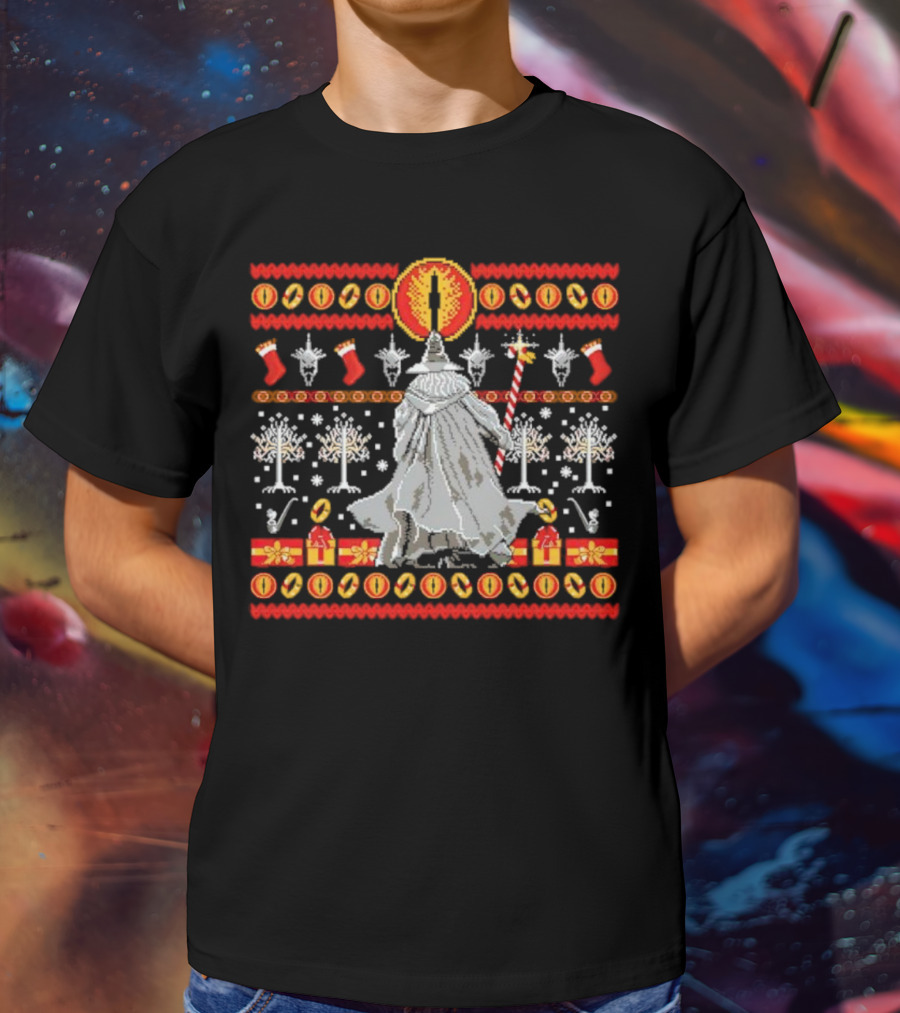 The Lord Of The Rings Eye Sauron Gandalf Christmas Tree Gifts Ugly T-Shirt