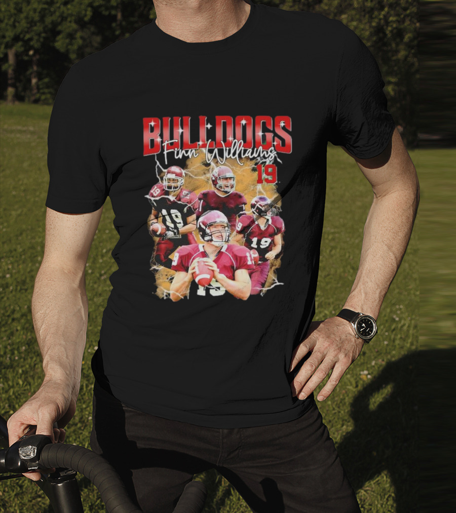 BULLDOGS Finn Williams 19 Football Quarterback Action T-Shirt