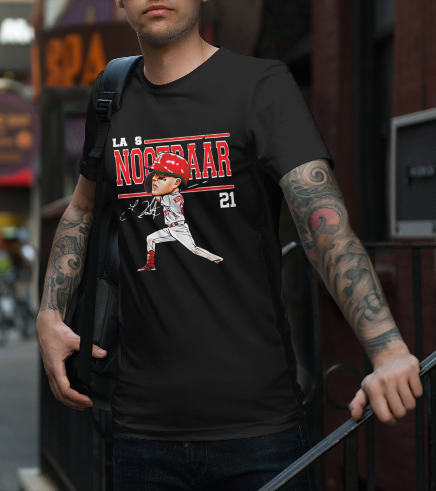 Lars Nootbaar St. Louis Baseball Cartoon Signature 21 T-Shirt