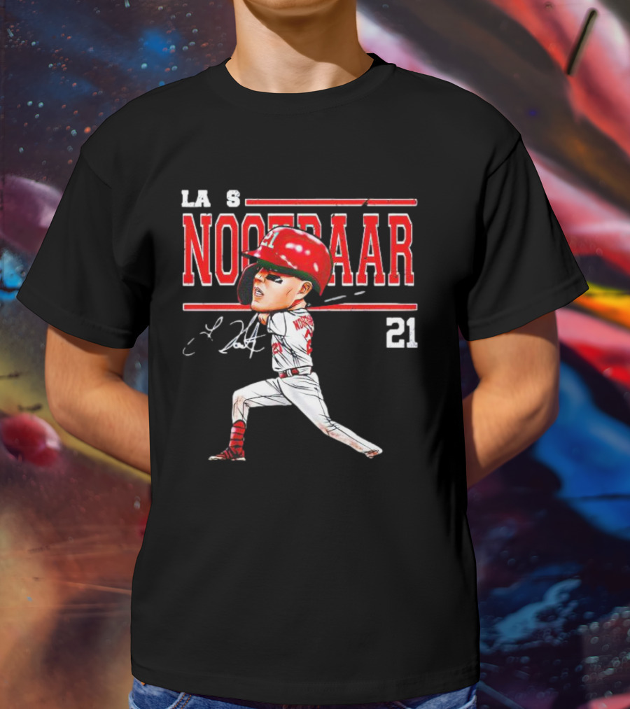 Lars Nootbaar St. Louis Baseball Cartoon Signature 21 T-Shirt