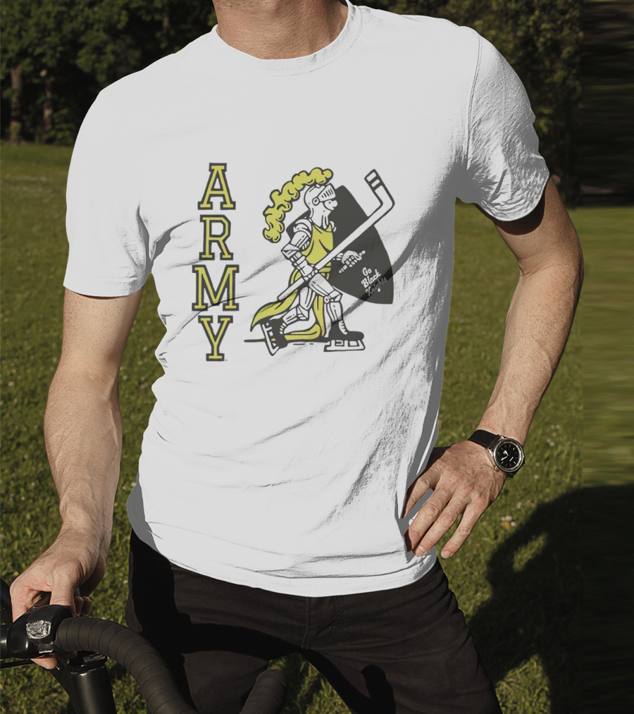 Army Hockey Go Black Knights Warrior Holding Hockey Stick T-Shirt