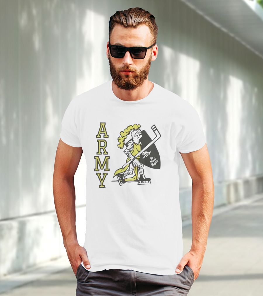 Army Hockey Go Black Knights Warrior Holding Hockey Stick T-Shirt
