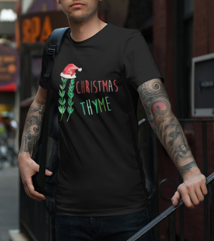 Christmas Thyme Santa Hat Herb Fun T-Shirt