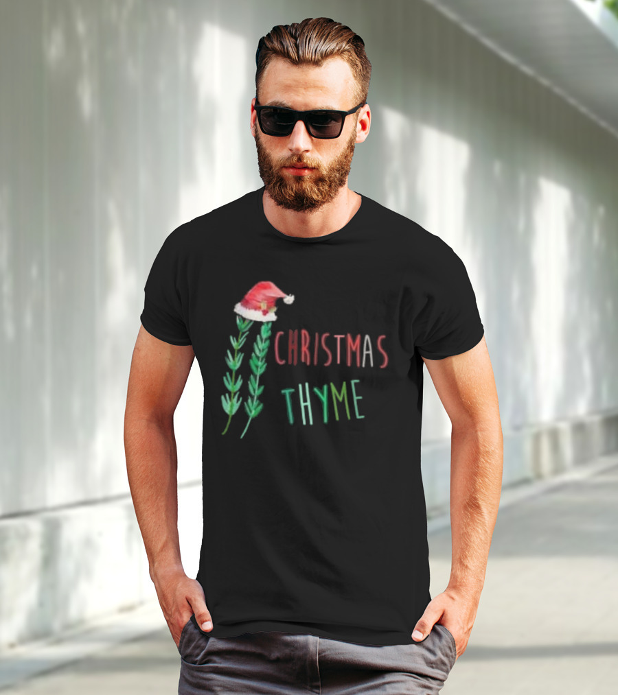 Christmas Thyme Santa Hat Herb Fun T-Shirt