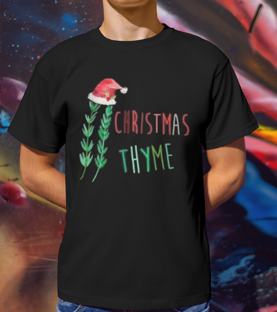 Christmas Thyme Santa Hat Herb Fun T-Shirt