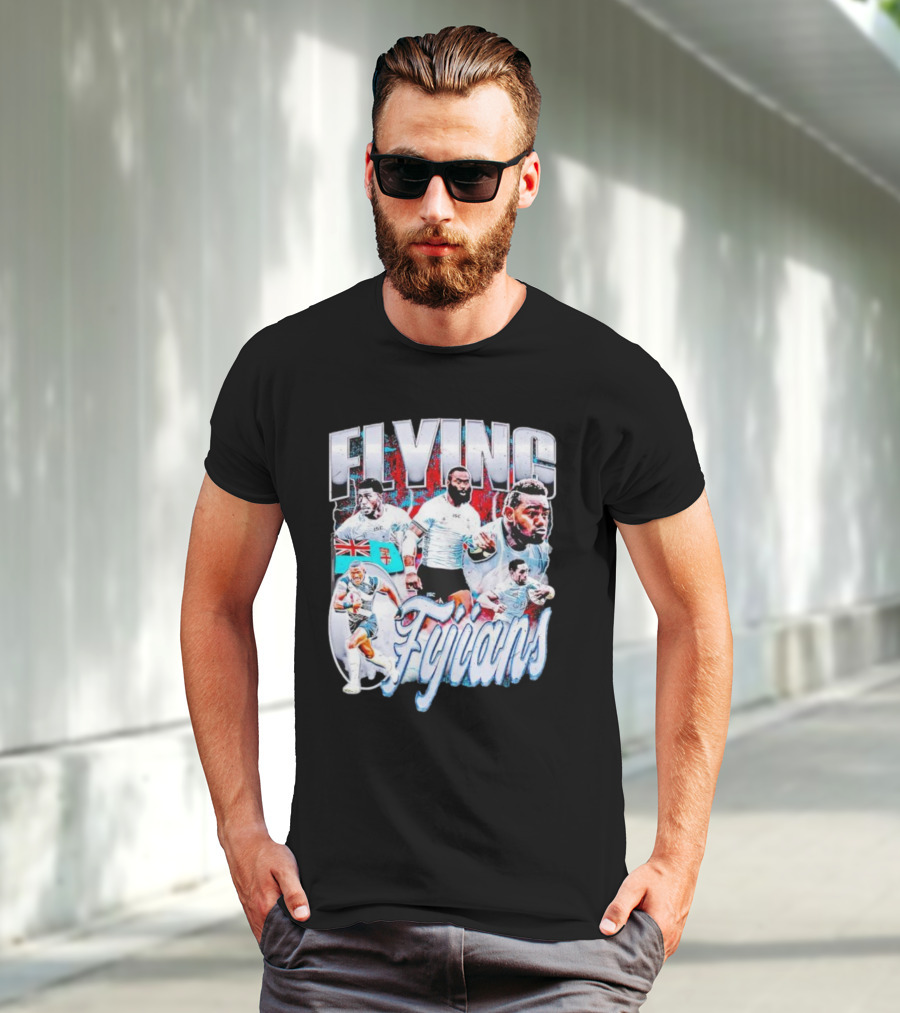 Flying Fijians Rugby Team Dynamic Tribute With Fiji Flag T-Shirt