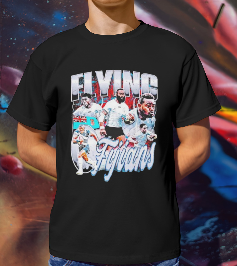 Flying Fijians Rugby Team Dynamic Tribute With Fiji Flag T-Shirt