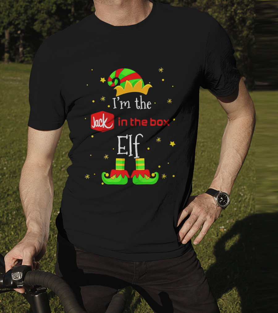 I’m The Jack In The Box Elf Christmas Green Red Hat Shoes Stars T-Shirt