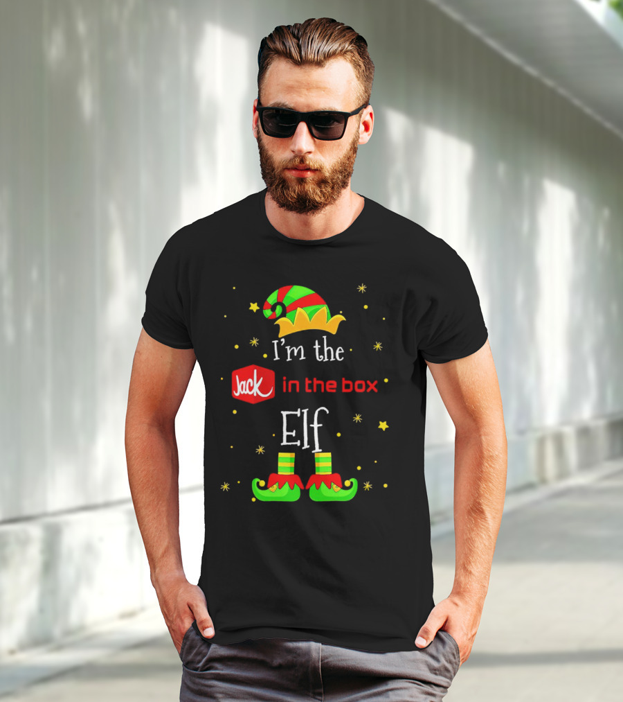I’m The Jack In The Box Elf Christmas Green Red Hat Shoes Stars T-Shirt