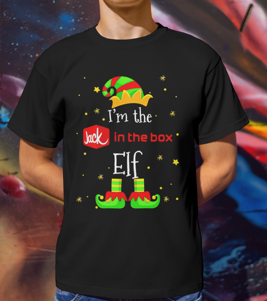 I’m The Jack In The Box Elf Christmas Green Red Hat Shoes Stars T-Shirt