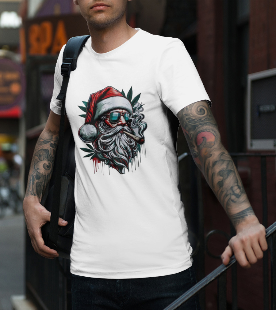 Santa Claus Smoking Weed Marijuana Christmas Holiday T-Shirt