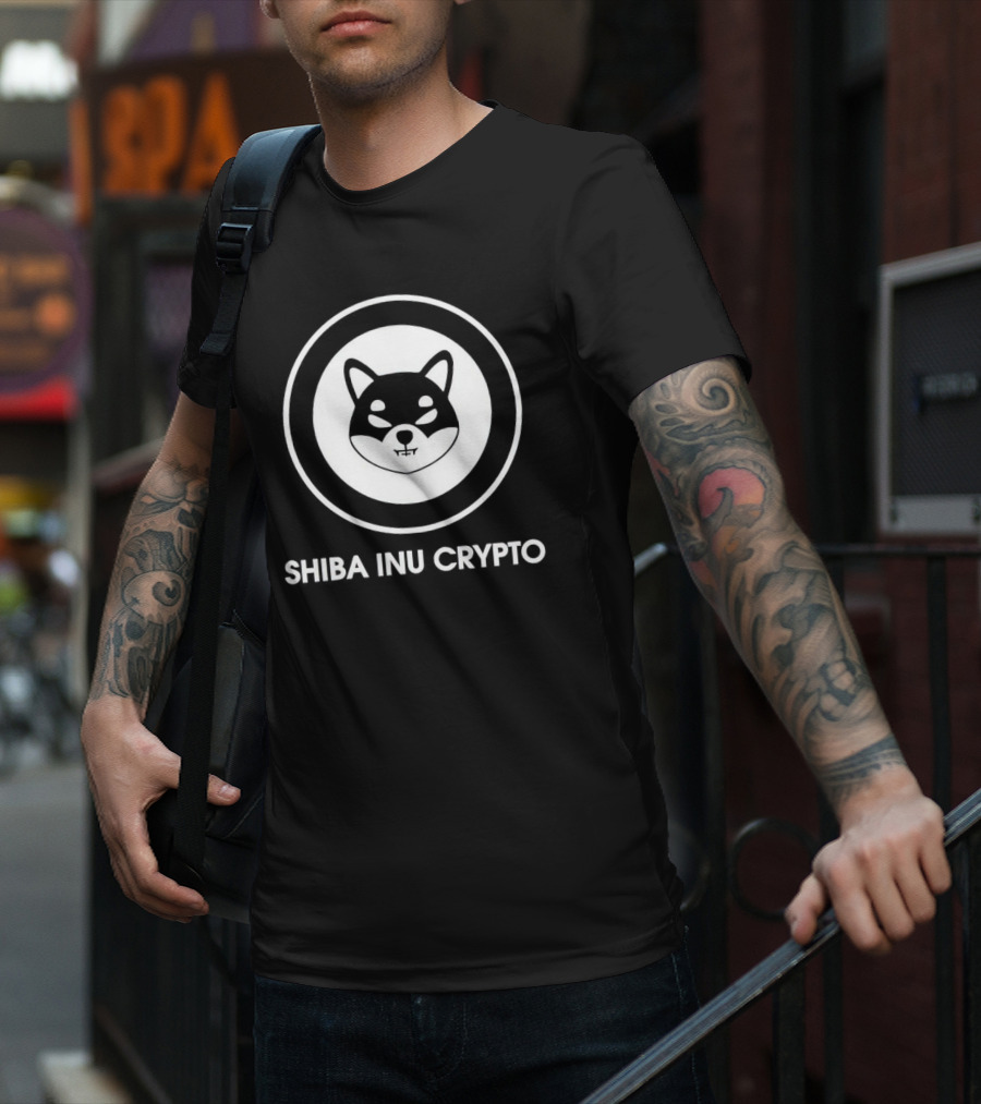 Shiba Inu Crypto Dog Meme Coin Logo Circle Emblem T-Shirt