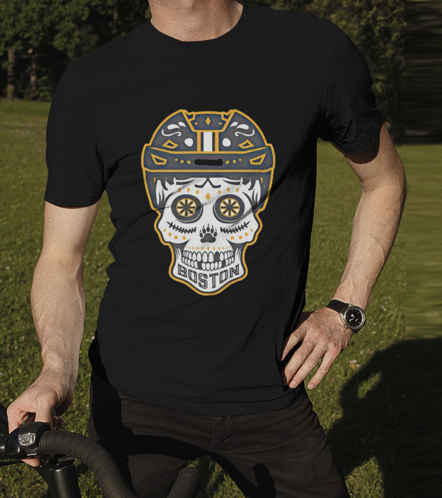 Boston Bruins Sugar Skull Helmet T-Shirt