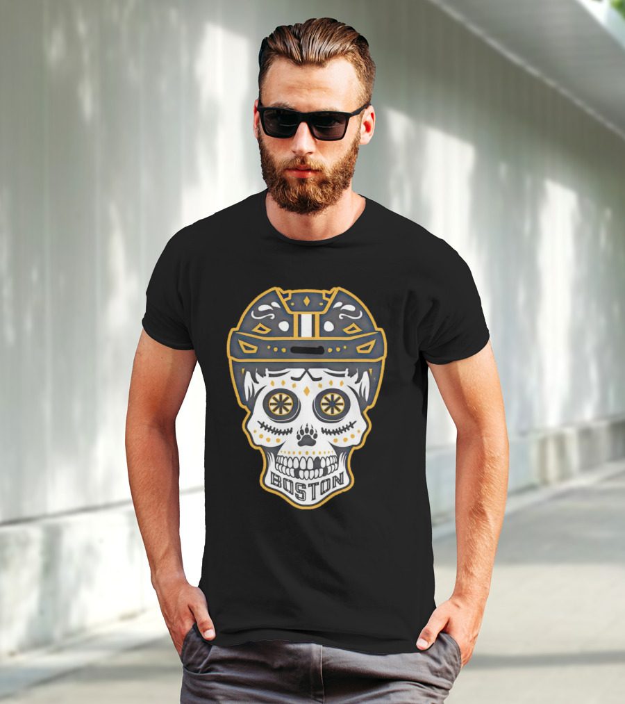Boston Bruins Sugar Skull Helmet T-Shirt