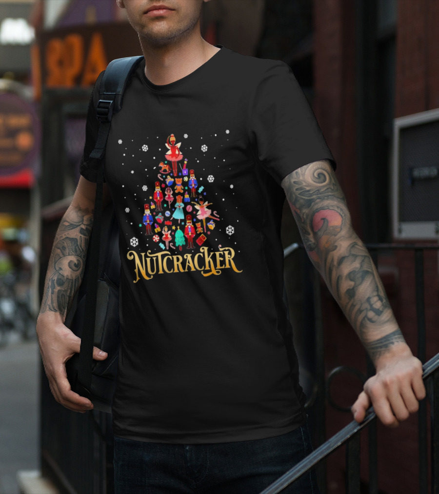 Nutcracker Characters Christmas Tree Ballet Holiday Scene T-Shirt