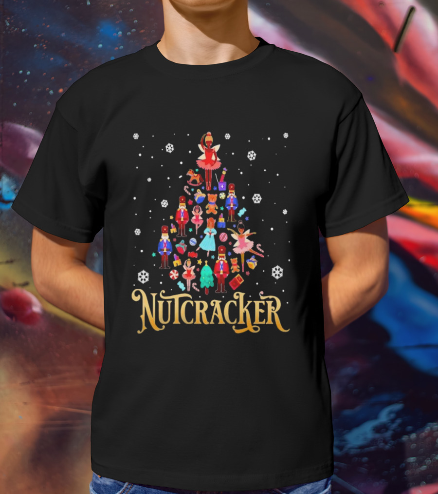 Nutcracker Characters Christmas Tree Ballet Holiday Scene T-Shirt
