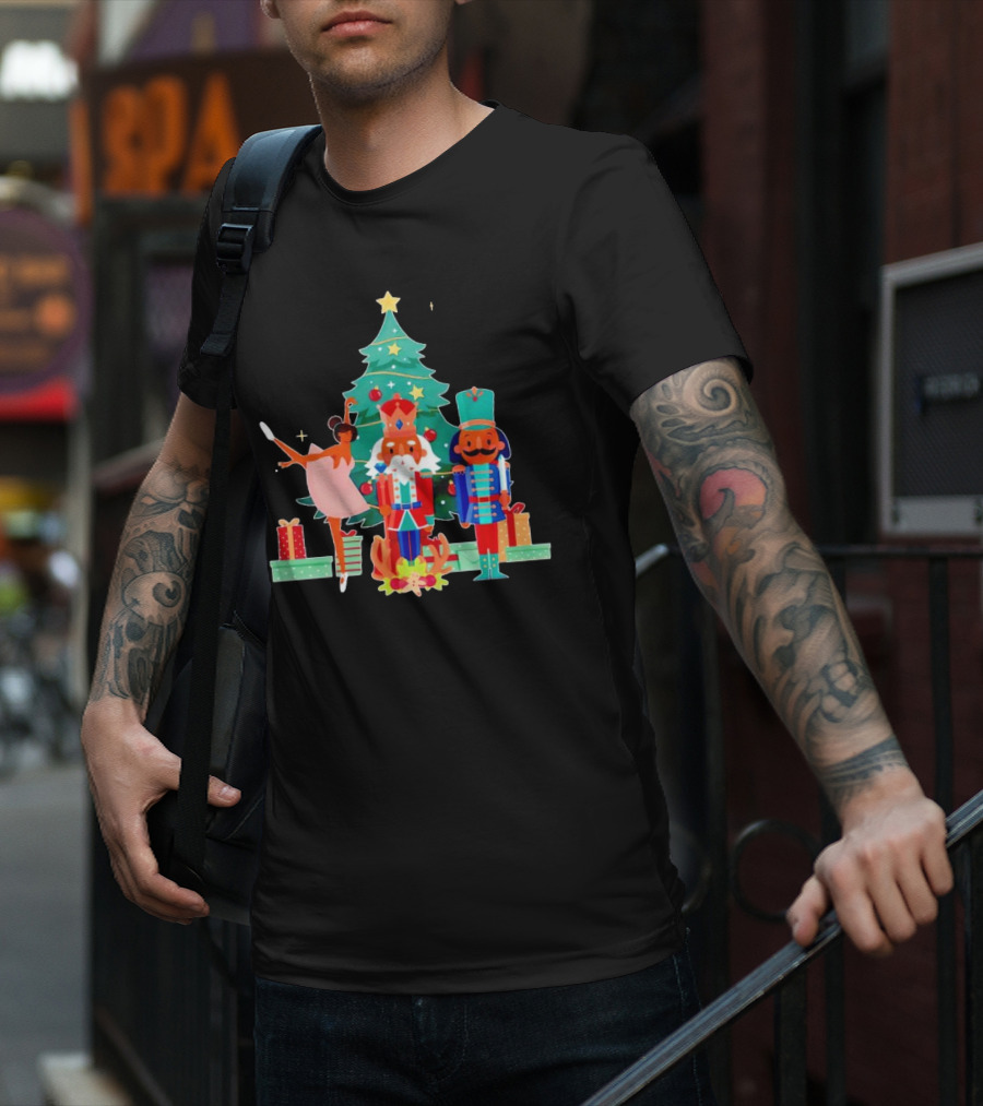 The Nutcracker Characters With Christmas Tree And Gifts T-Shirt