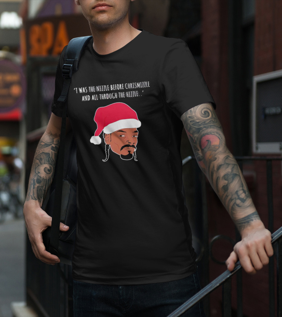 'Twas The Nizzle Before Chrismizzle Santa Drawing T-Shirt