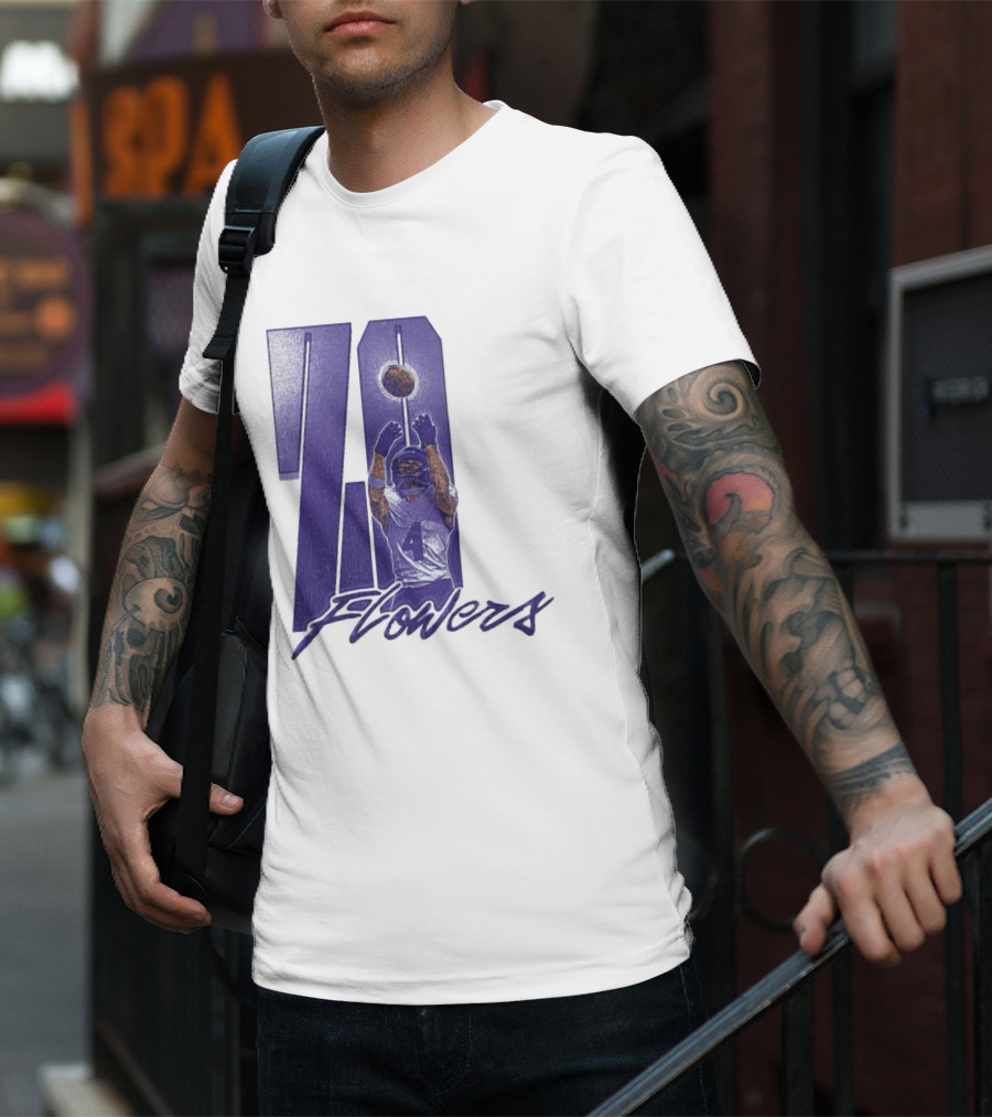 Zay Flowers Baltimore Football Catching Number 4 T-Shirt