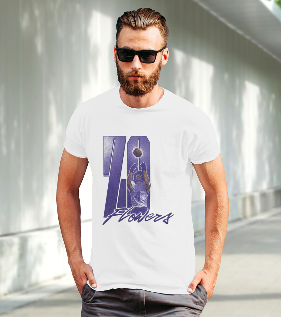 Zay Flowers Baltimore Football Catching Number 4 T-Shirt