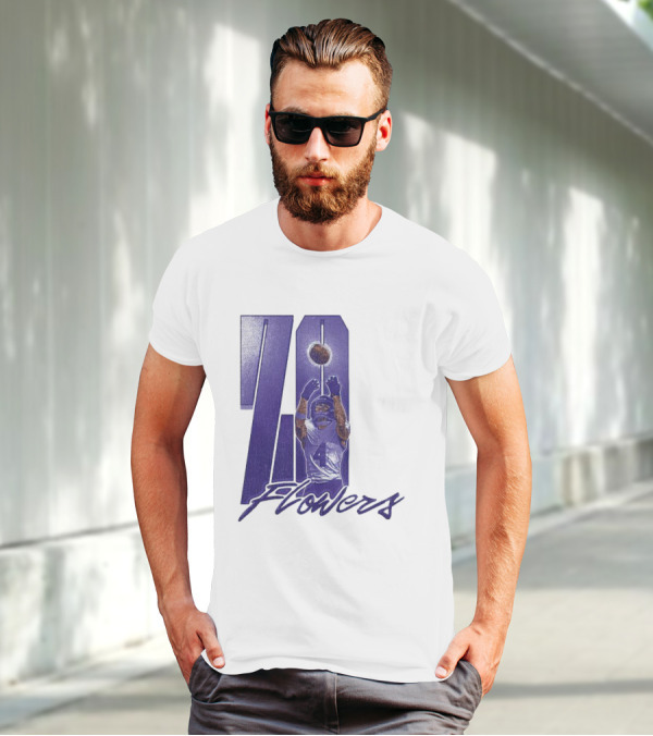 Zay Flowers Baltimore Football Catching Number 4 T-Shirt