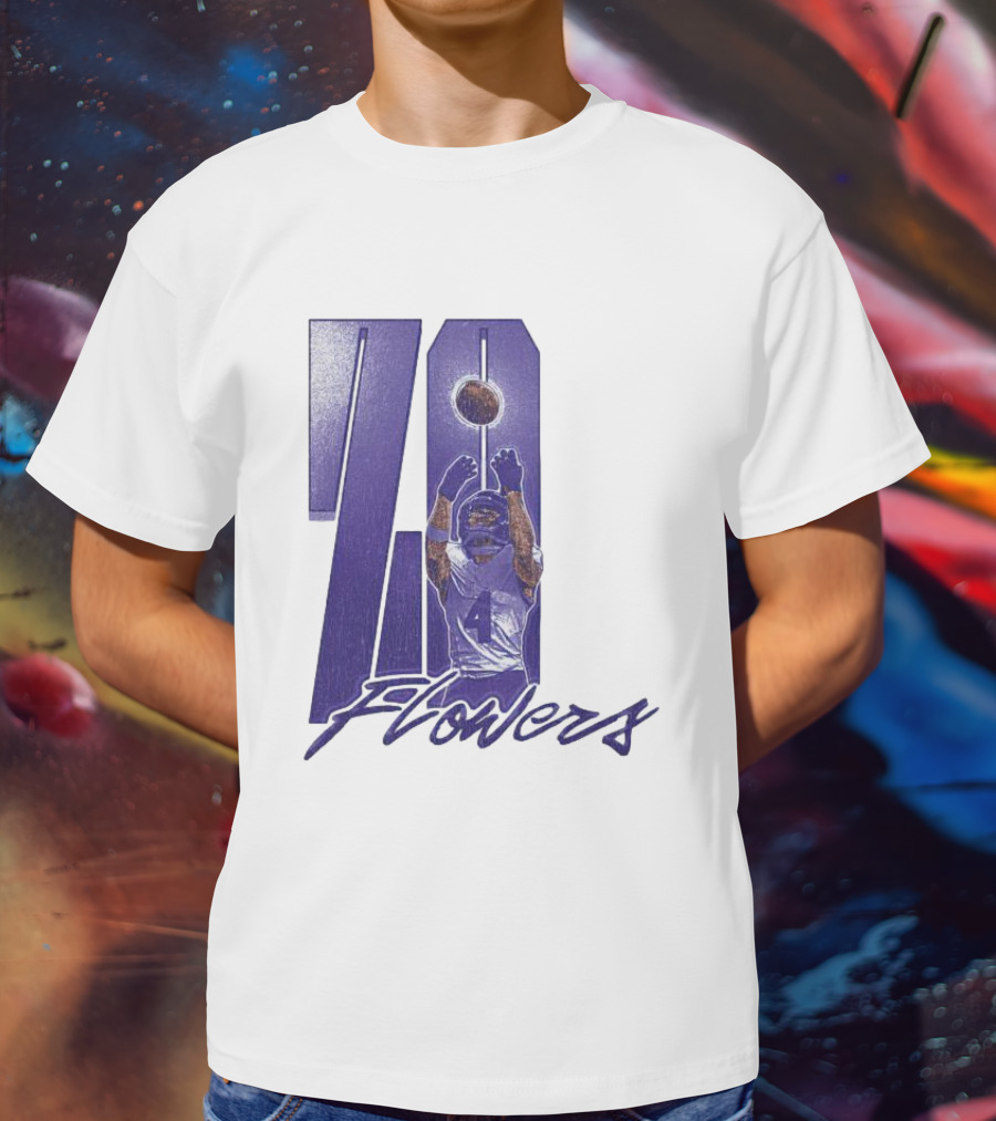 Zay Flowers Baltimore Football Catching Number 4 T-Shirt