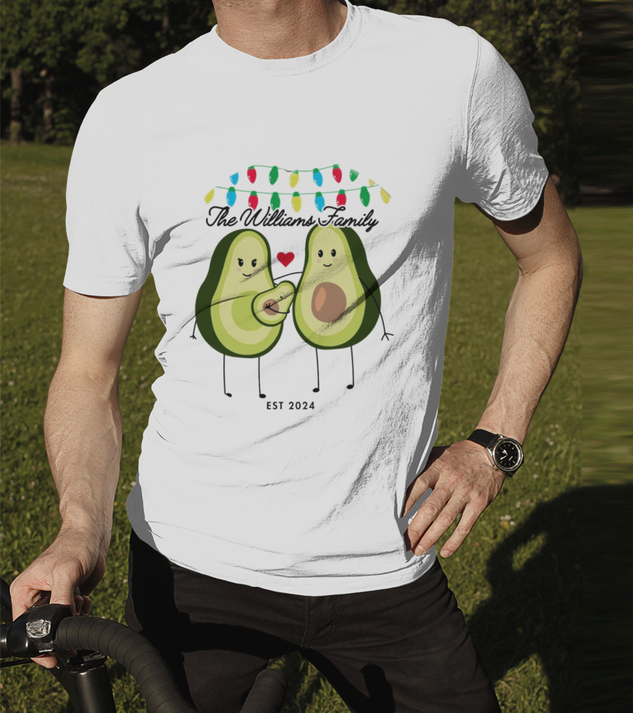 The Williams Family Baby On The Way Avocado Parents Christmas Lights Est T-Shirt