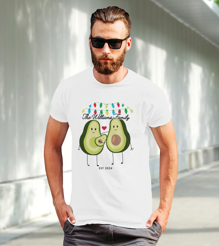 The Williams Family Baby On The Way Avocado Parents Christmas Lights Est T-Shirt