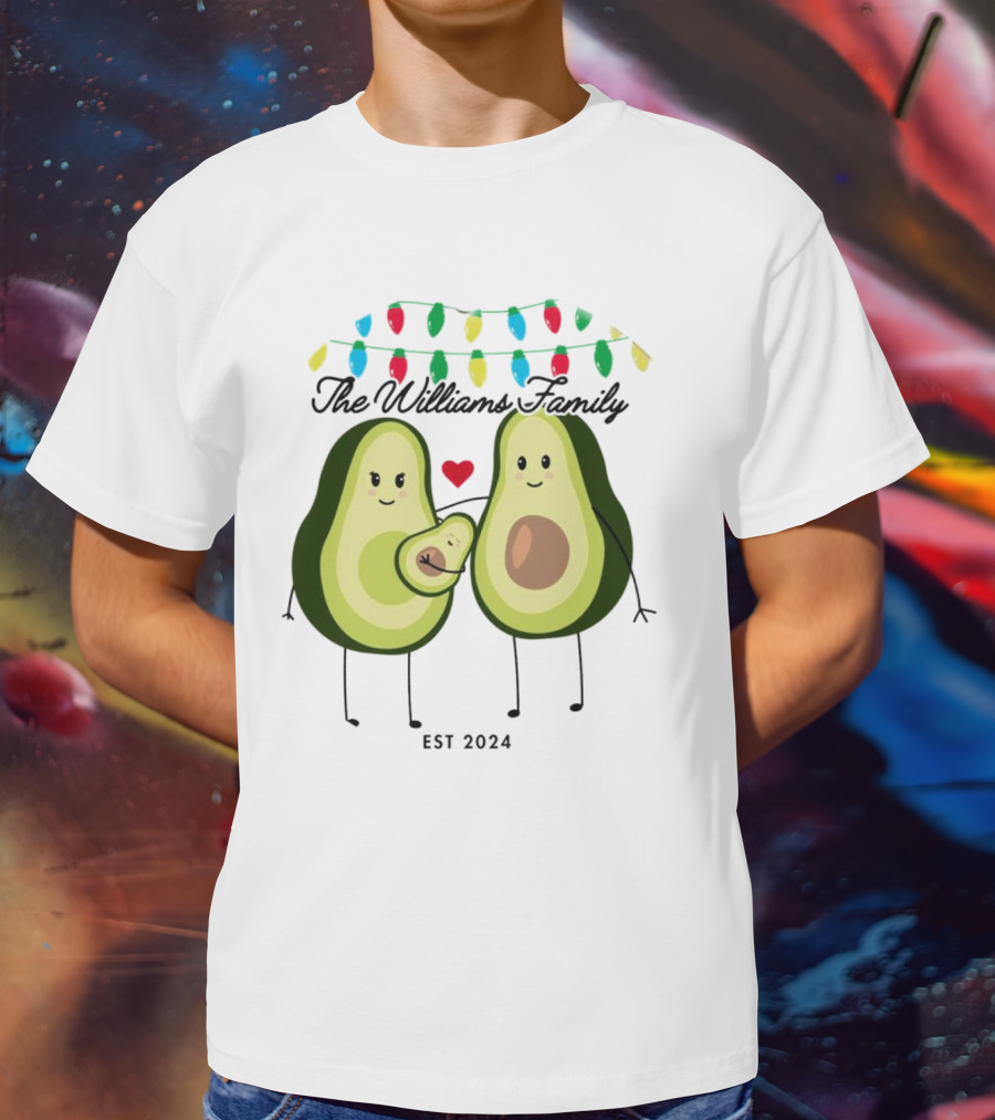 The Williams Family Baby On The Way Avocado Parents Christmas Lights Est T-Shirt