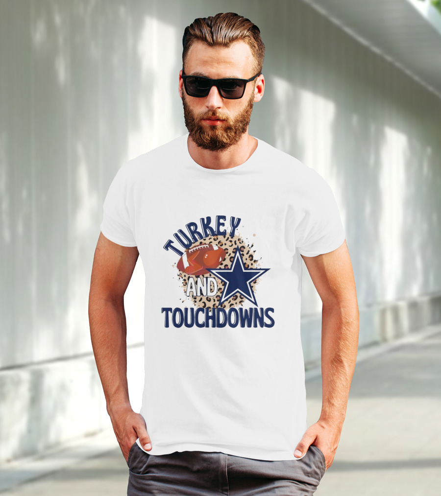 Turkey And Touchdowns Dallas Cowboys Football Star T-Shirt