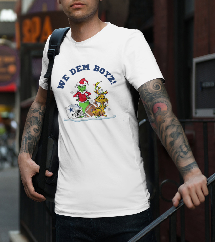 We Dem Boyz Grinch And Max Dallas Cowboys Christmas T-Shirt