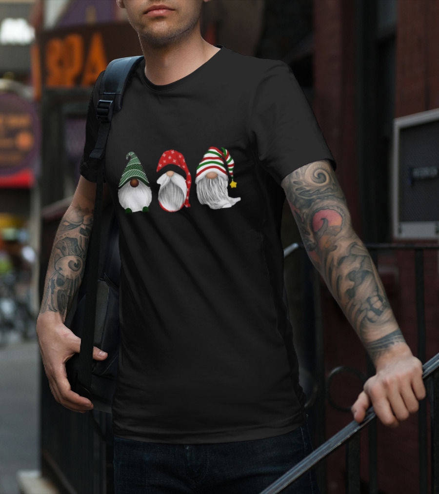 Holiday Gnomies Christmas Gnome Trio In Festive Hats T-Shirt