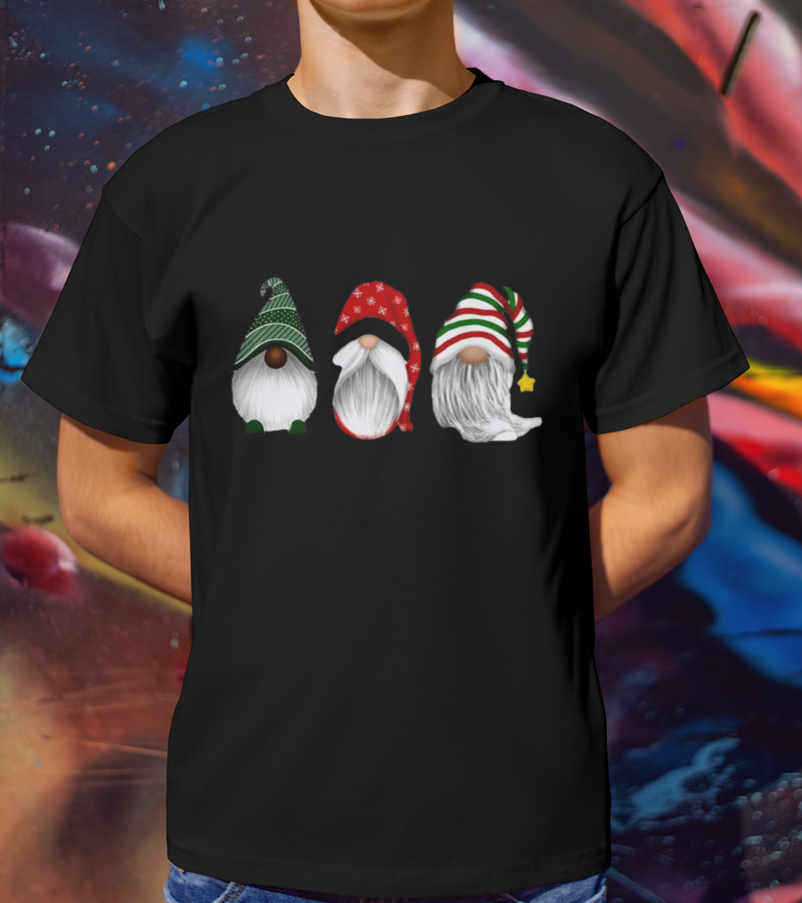 Holiday Gnomies Christmas Gnome Trio In Festive Hats T-Shirt