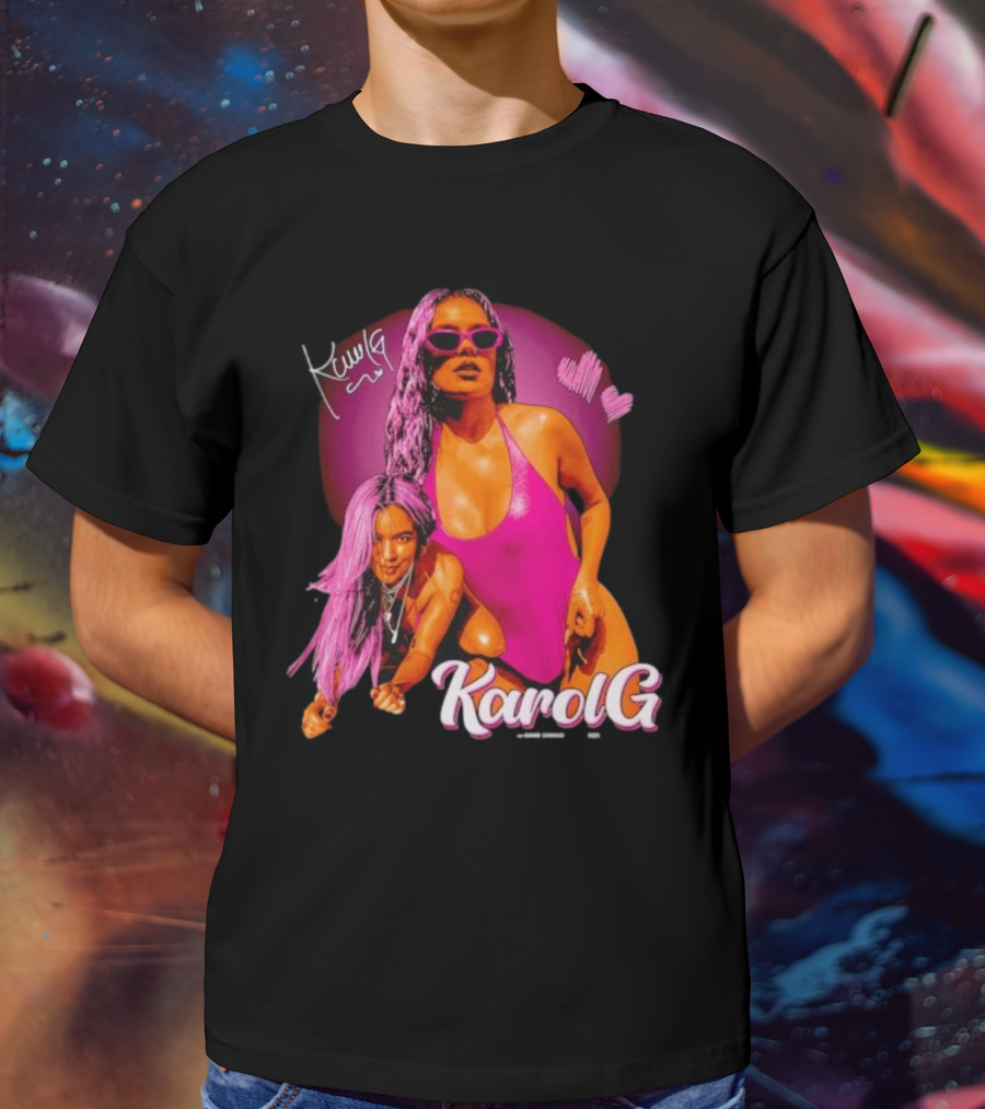 Karol G Signature Neon Pink Retro Style Fashion T-Shirt