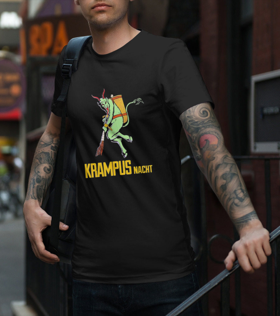 KRAMPUS NACHT Vintage Green Demon With Basket And Birch Bundle T-Shirt