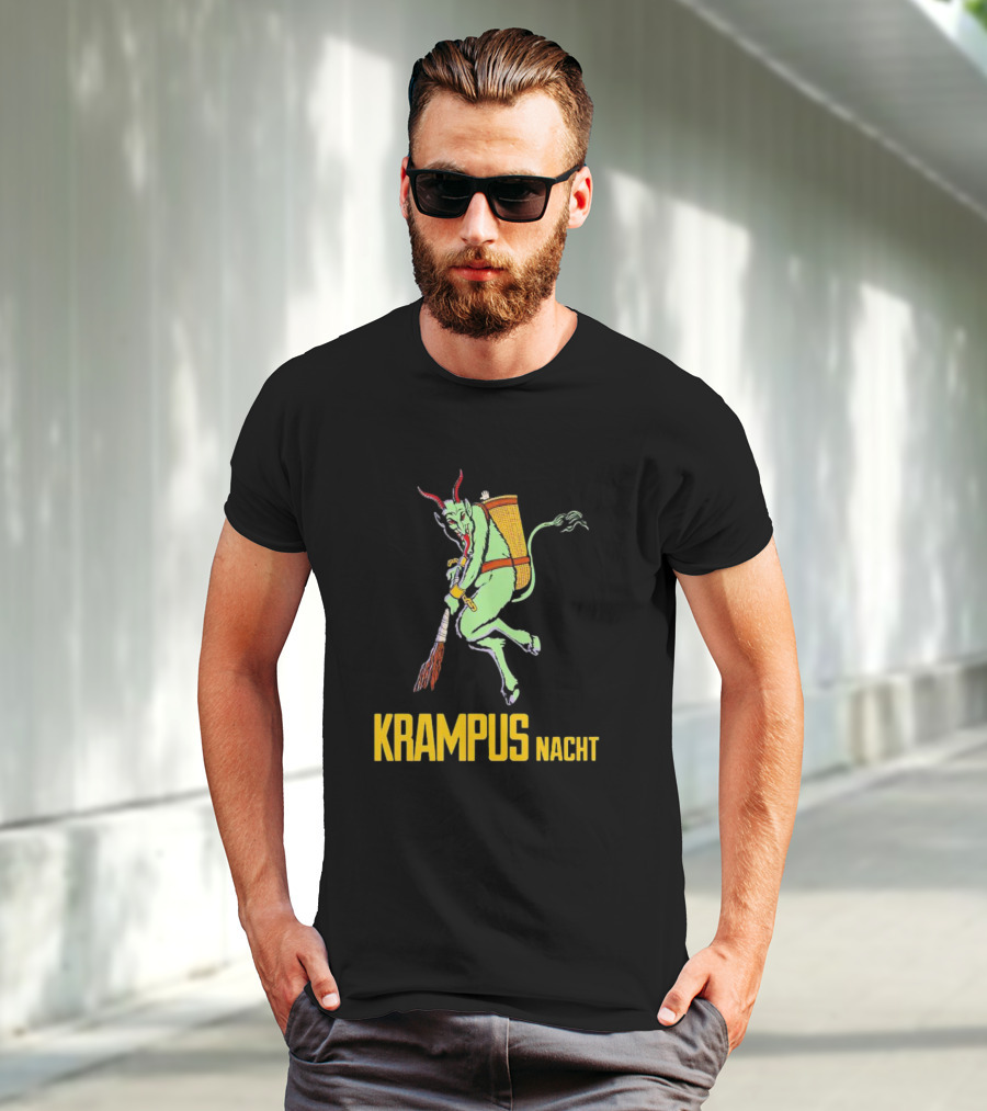 KRAMPUS NACHT Vintage Green Demon With Basket And Birch Bundle T-Shirt