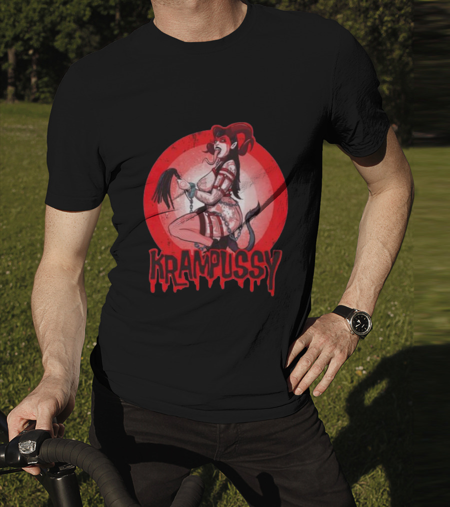 Krampussy Demon Woman With Whip And Chains T-Shirt