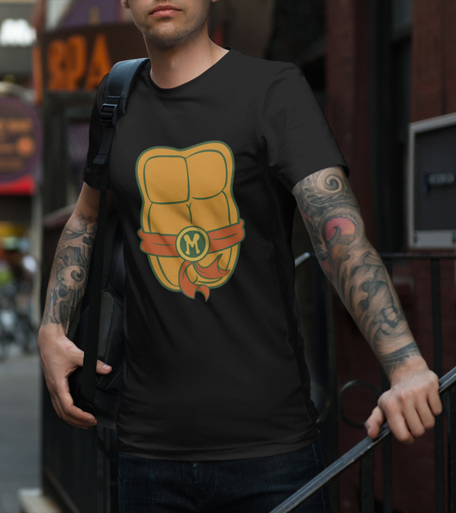 Michelangelo Turtle Shell Chest Ninja Belt M T-Shirt