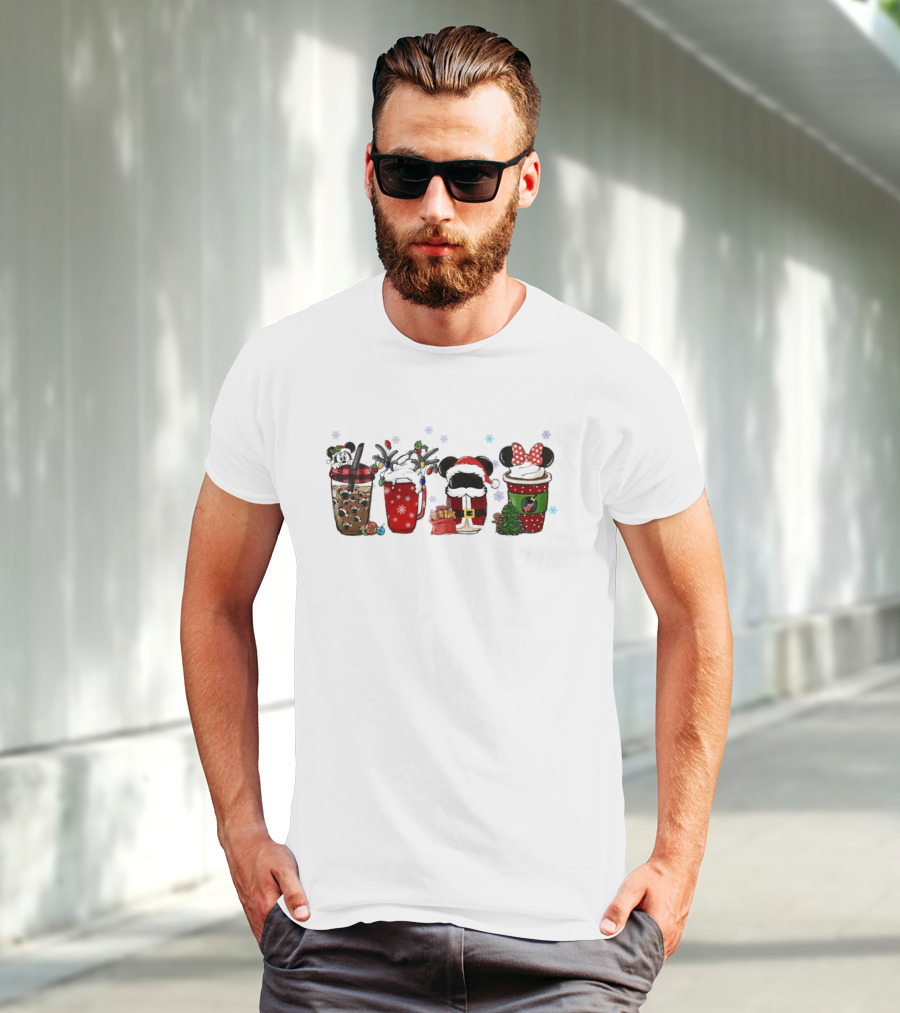 Mickey Mouse Christmas Drinks With Holiday Decorations T-Shirt
