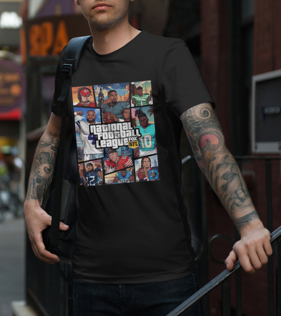 National Football League NFL Teams Players Fox Sports Grand Theft Auto T-Shirt