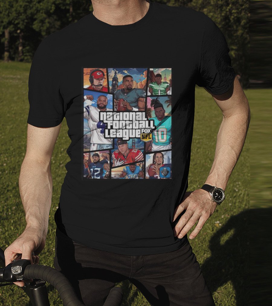 National Football League NFL Teams Players Fox Sports Grand Theft Auto T-Shirt