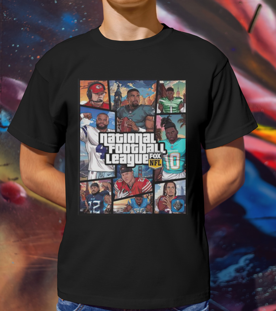 National Football League NFL Teams Players Fox Sports Grand Theft Auto T-Shirt