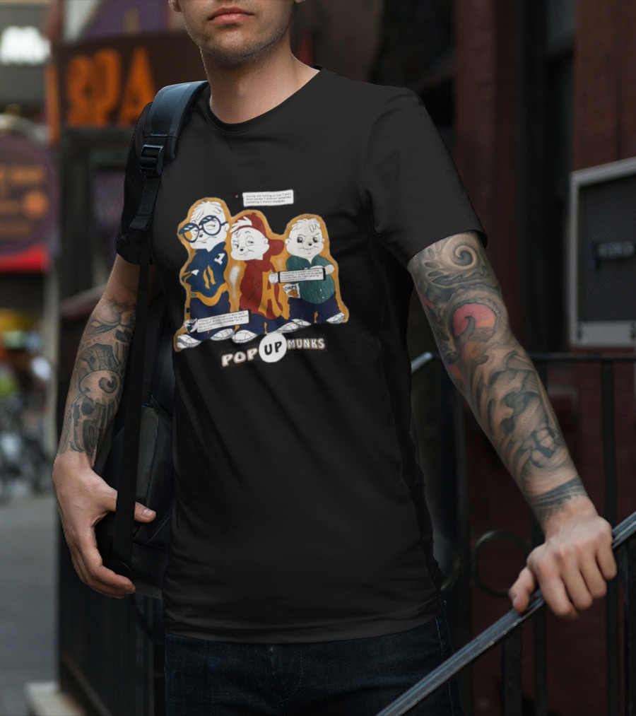 Pop Up Munks Chipmunks Trio Retro Cartoons T-Shirt