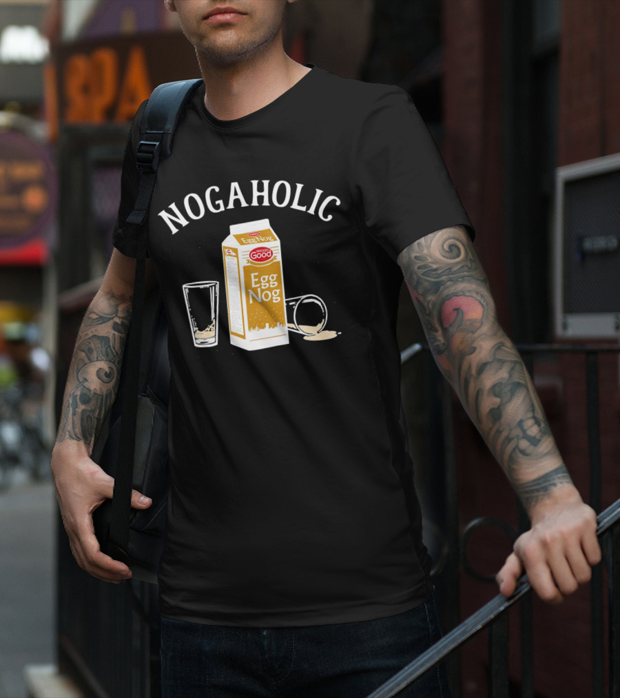 Nogaholic Wicked Good Egg Nog Carton And Glasses T-Shirt