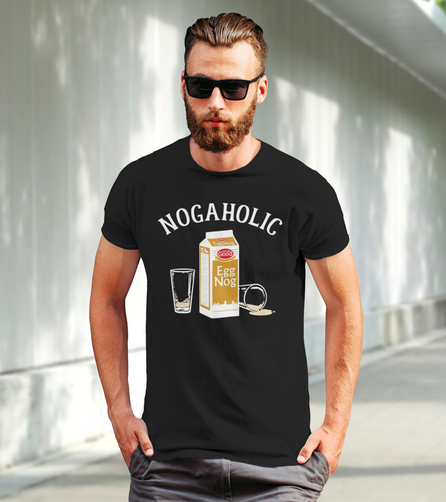 Nogaholic Wicked Good Egg Nog Carton And Glasses T-Shirt